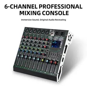 6-Channel DJ Audio Mixer with 99 DSP Effects - Professional Sound Mixing Board with Bluetooth, USB, 48V Phantom Power - Perfect for Live Streaming, Studio Recording, Karaoke