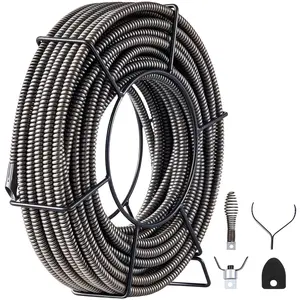 VEVOR Drain Cleaning Cable 100 Feetx 1/2 Inch Solid Core Cable Sewer Cable Drain Auger Cable Cleaner Snake Clog Pipe Drain Cleaning Cable Sewer Drain Auger Snake Pipe