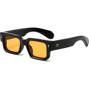 Thick Frame Square Sunglasses for Women Men Chunky Rectangle Sun Glasses Black Shades UV400 Protection