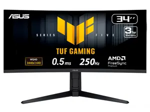 ASUS TUF Gaming VG34WQML5A 34" WQHD Monitor, Fast VA panel, Curved design, 250Hz(OC), 0.5ms, AMD FreeSync Premium, ELMB, VESA DisplayHDR 400, 95% DCI-P3, DisplayWidget Center, Gaming AI