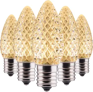 Minetom 50 Pack C9 LED Christmas Light Bulbs, LED Light Bulbs Replacement Dimmable Bulbs for Christmas String Lights, Holiday Decoration Indoor & Outdoor Use, E17 Intermediate Base, Warm White