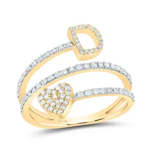 3/8Ctw-Nat Dia Nk Gift Initial "D" Heart Ladies Ring (2.84 grams)