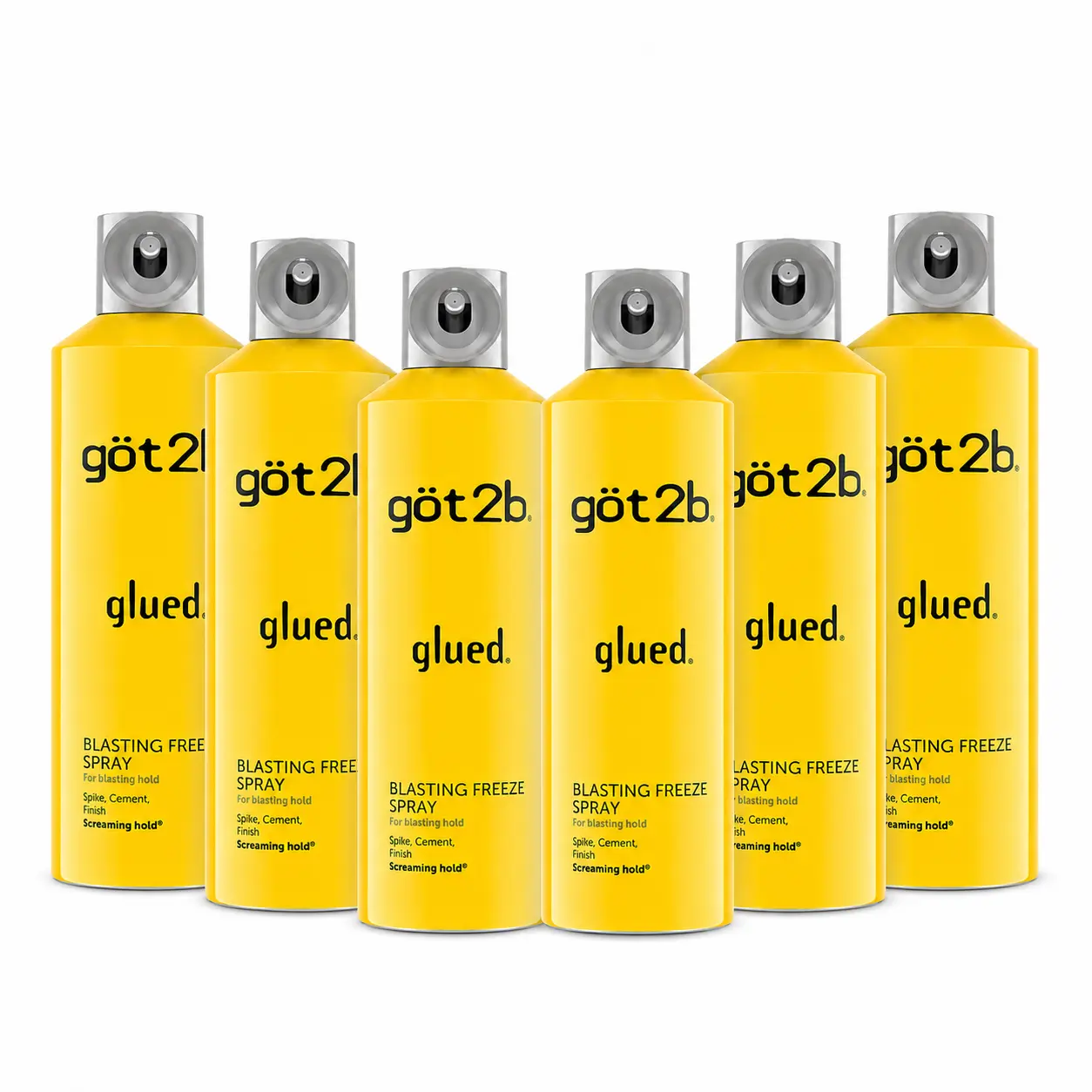 got2b Glued Blasting Freeze Hairspray 6 Pack, 12 oz Aerosol Hair Styling Spray, Rock-Hard Styles & Long-Lasting Hair Control