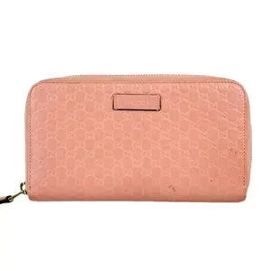 Pre-owned GUCCI Leather Small Leather Goods GG Logo Printed Microguccissima Zip Around Wallet