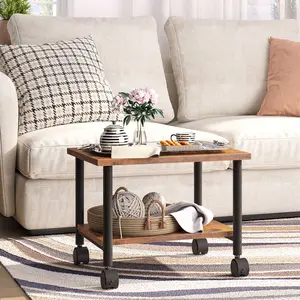 HOOBRO 2-Tier Printer Cart with Shelf, Mobile Heavy Duty Storage Rack on Wheels，Industrial Under Desk Printer Stand for Home, Office, Rustic Brown and Black Organiser #SummerVibes