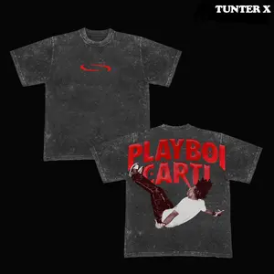 Retro Vintage Limited Back Print Playboi T-Shirt-Playboy Carti T-Shirt, Unisex Oversize Rap Acid Washed Heavyweight Cotton Tshirt, Gift For Rap Fan, Rap Lover