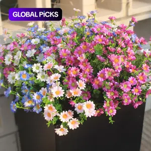 12 Bouquets Artificial Daisies Plastic Faux Flowers Outdoor UV Resistant Fake Daisy Home Decor Window Box Garden Pots Indoor Outdoor Decoration #GLOBAL PICKS