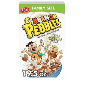 Post Cinnamon Pebbles Flavored Cereal - Family Size 19.5 oz - Great Cinnamon Taste -