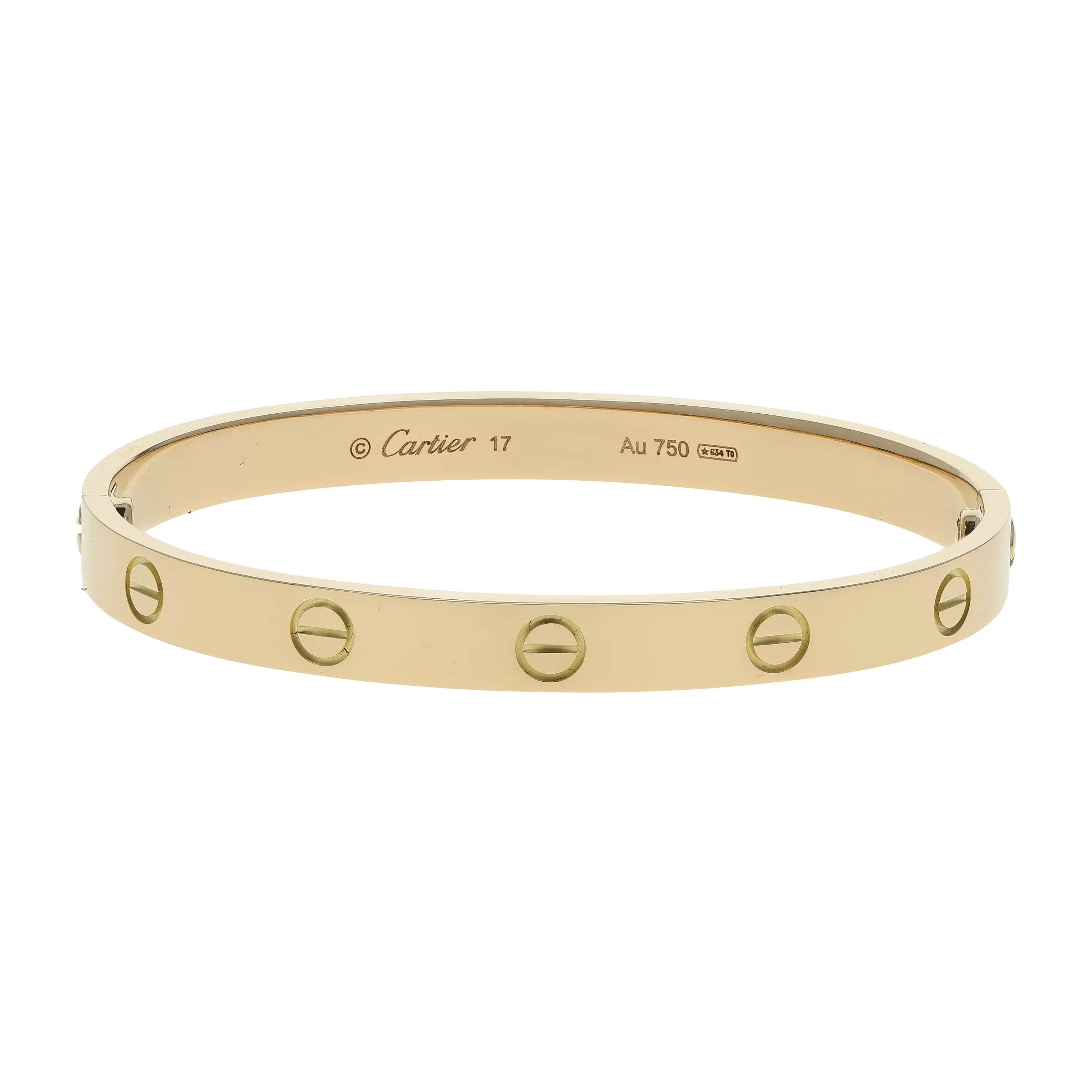 Pre-owned Cartier Love Bangle Bracelet Size 17