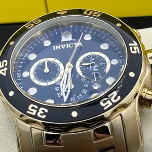 NEW Invicta Men's Pro Diver Scuba Chronograph Stainless Steel Black Dial Watch!!