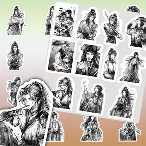 65pcs Anime Sticker Ink Style Character Series Stickers, Suitable for Faith Based Designs Such As Scrapbooks, Diaries, Laptops, Water Bottles, Cars, Etc., As Gifts with Positive Information
