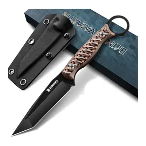 DRGSKL fixed blade camping knive, Brown