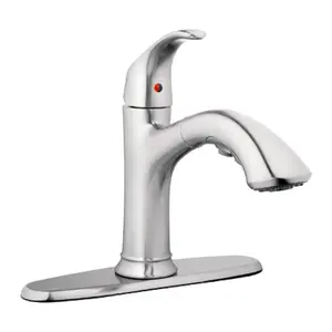 HomePointe Single Loop Handle Kitchen Faucet With Pull-Out Spray, Brushed Nickel