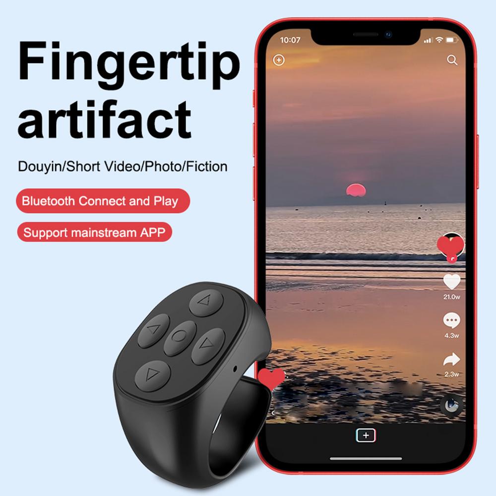 Wireless Bluetooth Remote Control Button for Tik-Tok Ring, Fingertip Page Turner for IOS/Android Smartphone Selfie Remote Control