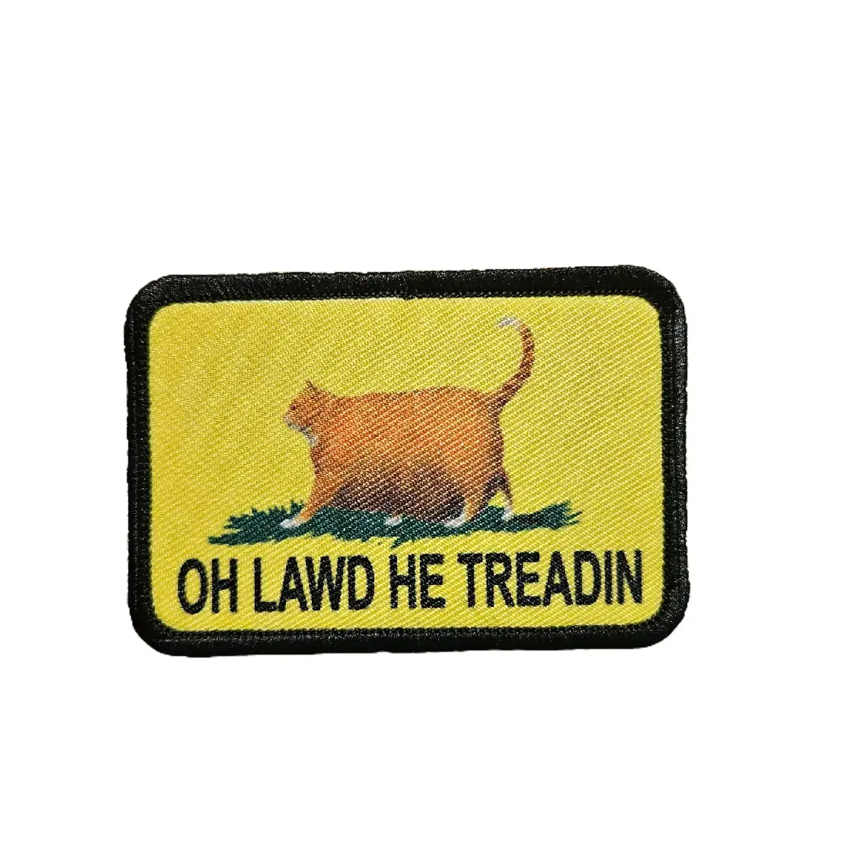 oh lawd he treadin meme 2"x3" removable morale patch with hook and loop backing fat cat