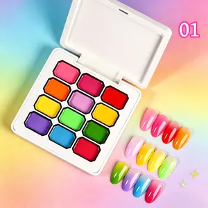 12-Color Y2K Nail Gel Set, Rainbow Colors, Dopamine Macaron, Red Series, High Saturation Shimmer, LED Nails, DIY Nail Design, Nail Polish