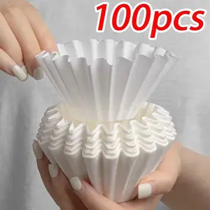 Basket Coffee Paper Filter, 50pcs/100pcs Pour over Filter Paper, Coffee Dripper Filter Paper for Home Kitchen Coffee Shop Kitchenware