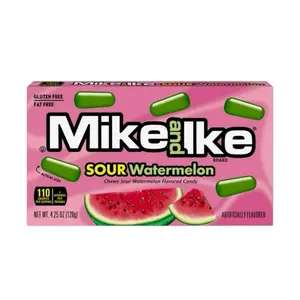 Mike and Ike Sour Watermelon Chewy Candy 4.25 oz Theater Box Gluten Free Fat Free