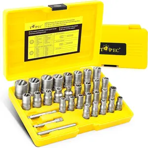 32PCS Bolt Extractor Kit, Stripped Bolt Extractor Set, 6mm-19mm (1/4" to 3/4") Rounded Bolt Remover, Easy Out Bolt Extractor Set for Broken Bolt Nuts