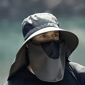 Outdoor Sun Hat Detachable Neck Face Flap UPF 50+UV Protection Visor Fishing Hats with Neck Flap for Men & Women