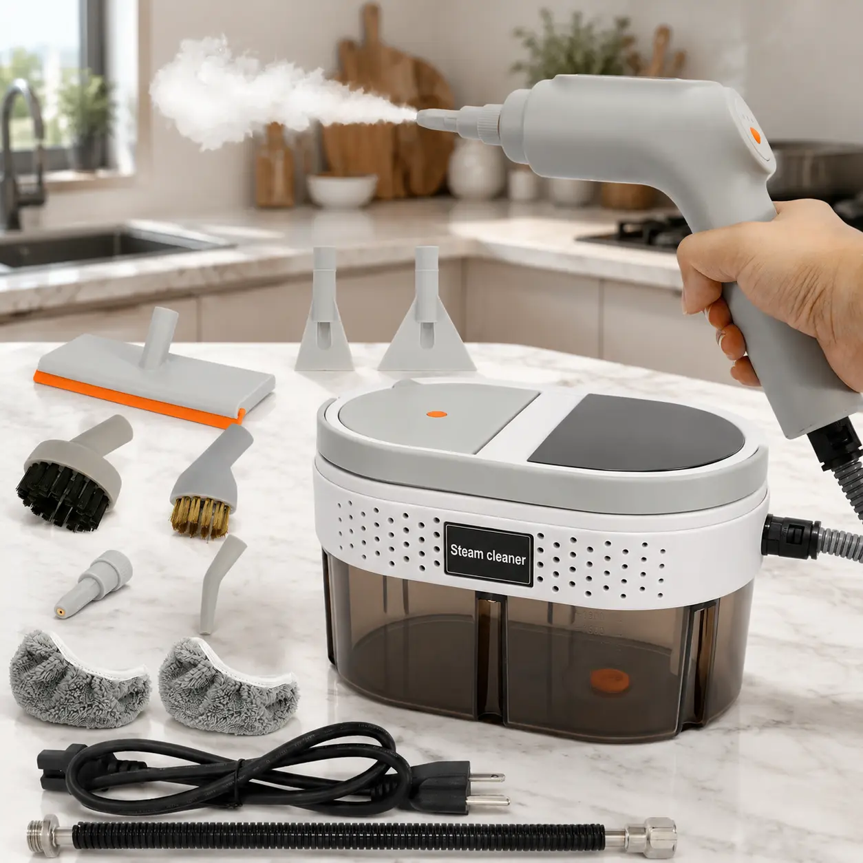 Multifunctional Handheld High-Temperature Pressurized Steam Cleaner with Digital Display, Portable Household Steamer for Kitchen Grease & Tile Deep Cleaning, Chemical-Free Machine, Ideal Housewarming Gift