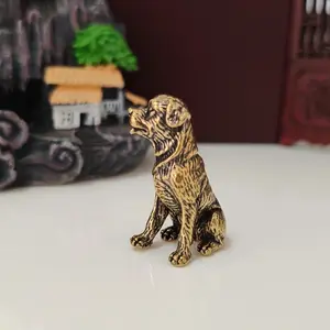 Brass Labrador Dog Statue Figurine, Pet Dog Desktop Ornament, Animal Craft Collectible Gift, Home Decor Decoration