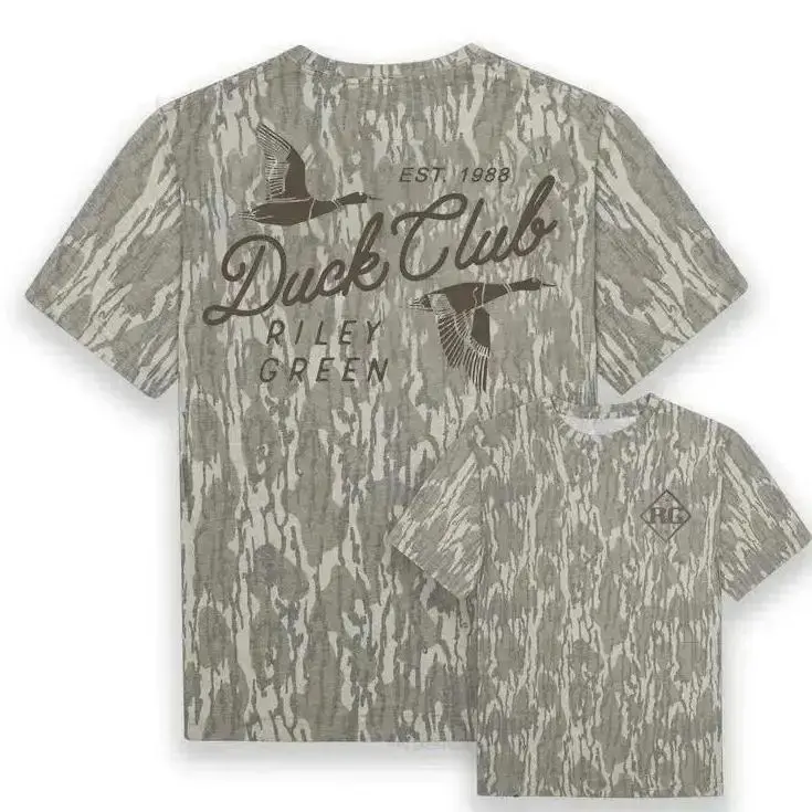 Riley Green Duck - Mossy Oak Washed Out Camo Tee – Original Hunting Style Tee for Men and Women, Camo Pattern Men's T-shirt, Hunting Season Shirt. Full Size S-5XL