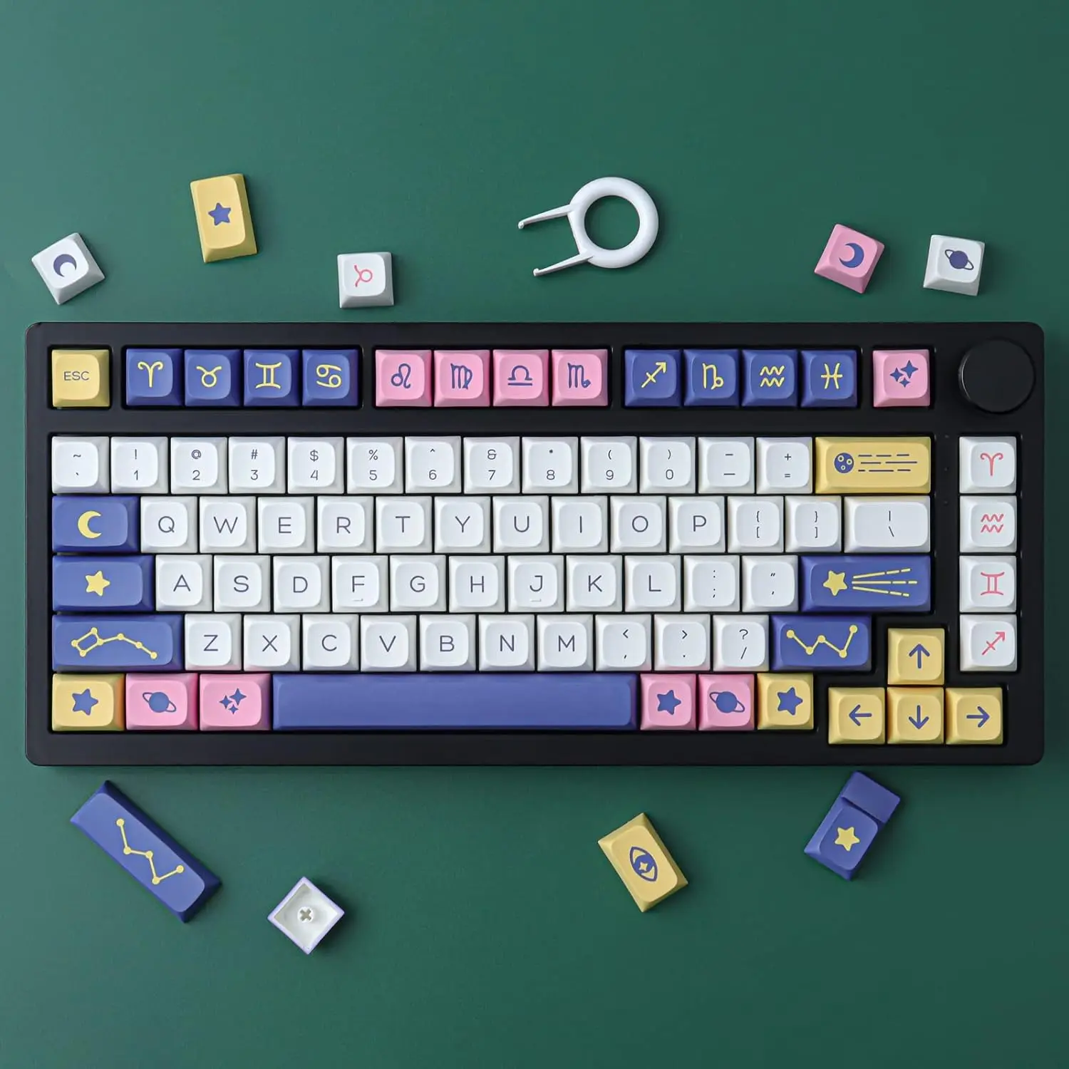 133 Key PBT Keycap Set for Gaming Keyboard, Gaming Keyboard Accessories, Constellation XDA Profile Dye Sublimation Customized US Layout Keycaps for Cherry MX Switches Mechanical Keyboards