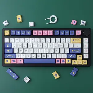 133 Key PBT Keycap Set for Gaming Keyboard, Gaming Keyboard Accessories, Constellation XDA Profile Dye Sublimation Customized US Layout Keycaps for Cherry MX Switches Mechanical Keyboards