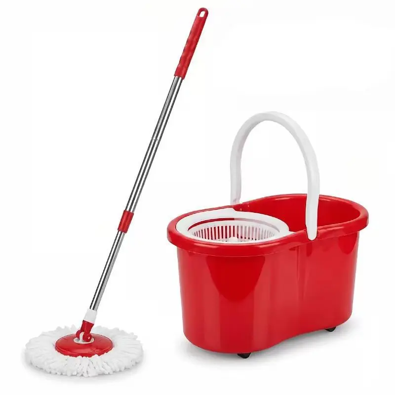 Spin Mop and Bucket with Wringer，360° Rotating Floor Cleaning System with 43" Adjustable Handle, Fits Under Sink for Apartment Kitchen