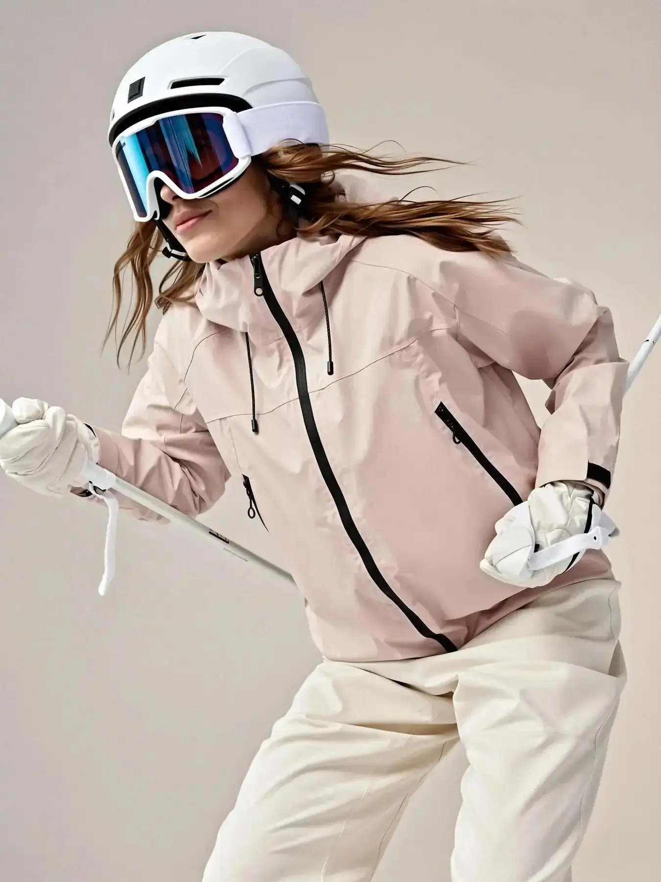Women's Solid Zip Up Drawstring Hooded Jacket Outdoor Lightweight Windproof Waterproof Long Sleeve Sports for Cycling Snow Skiing Sportwear Fall and Winter Outerwear weather ready lightweight layer seasonal staple