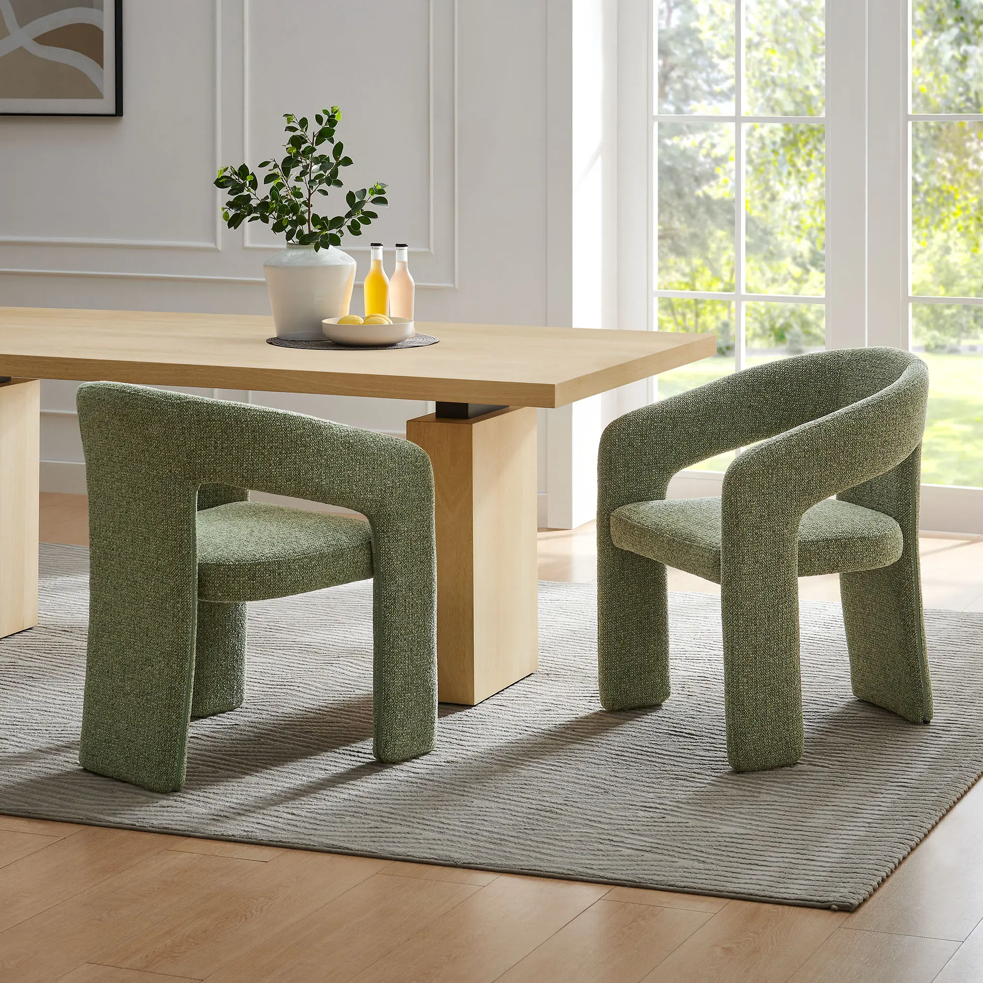 Oslo Barrel Fabric Upholstered Dining Accent Chair in Leaf