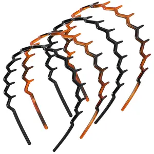 Zigzag Tooth Comb Headband Set - Plastic Zigzag Workout Headbands for Women, Indoor Recreation Use, Zigzag Headband, Workout Headband