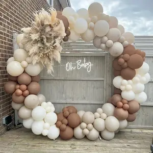 140pcs Coffee Brown Beige Balloon Garland Arch Kit, Rustic Wedding Engagement Decorations Balloons Set, Birthday Baby Shower Baptism Party Decor Balloon Party Supplies Latex Balloons
