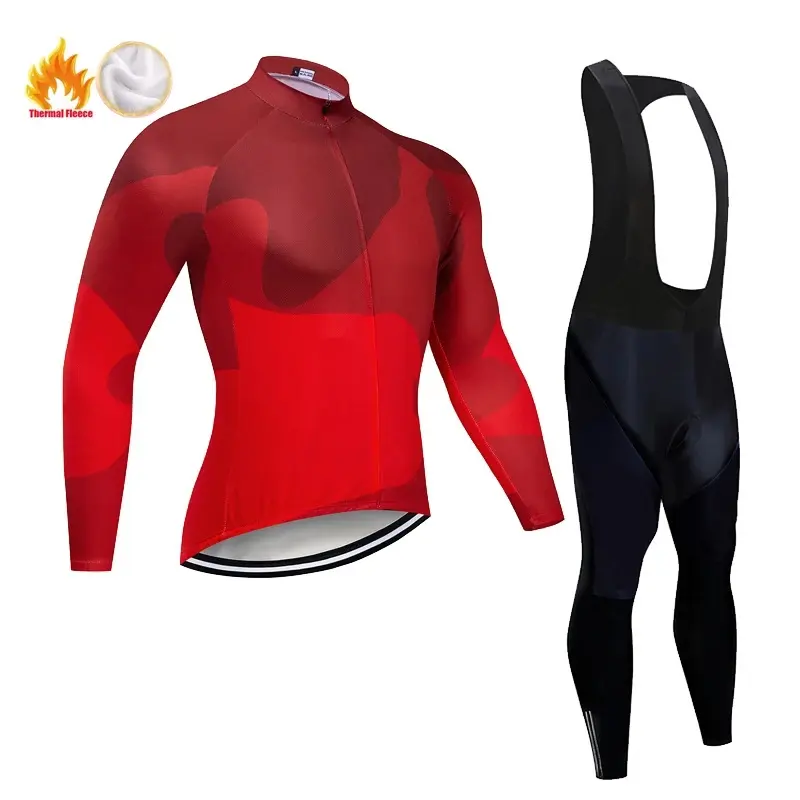 2025 Fleece Men's Cycling Jersey Winter Cycling Sets Warm Long-sleeved Suit Soad Bike Bicycle Jacket Overalls Riding Suit