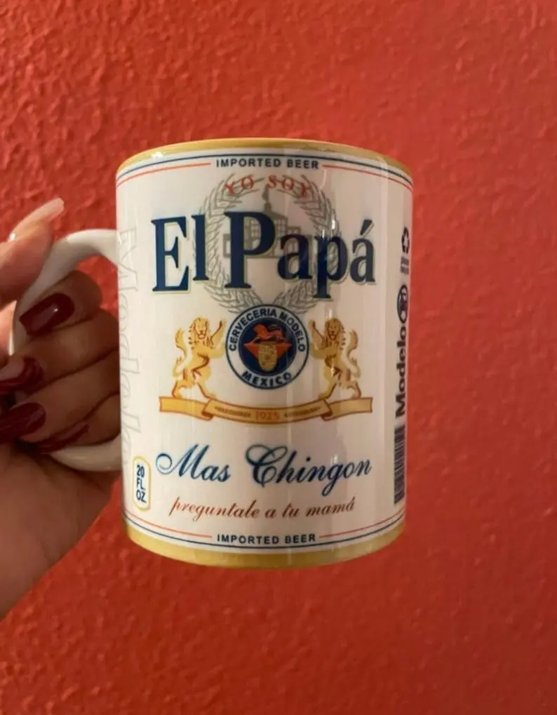 El papa mas chingon coffee ceramic mug 12 oz 12 oz Coffee Mug Modelo Cerveza