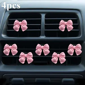 4pcs Bow Car Interior Accessories, Cute Air Vent Decorative Clips, Butterfly Knot Car Outlet Decoration, Adorable Car Trend Decorations, Girly Car Accessories, Car Ornament