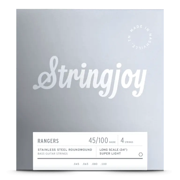 Stringjoy 4-String Bass Guitar Strings - 45-100 Gauge, Super Light, Stainless Steel, Roundwound, Taper - 37.1 Inches, for 34"-35" Scale, Long Scale Basses & Gear Accessories