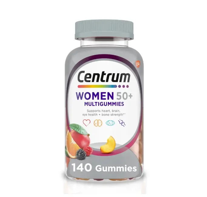 Centrum MultiGummies Women's 50 Plus Gummy Multivitamin, Vitamins B, D & E, Assorted Fruit Flavors, 140 Count, Daily Multivitamin Gummies for Women 50+, Immune Support, Bone Health & Energy Support