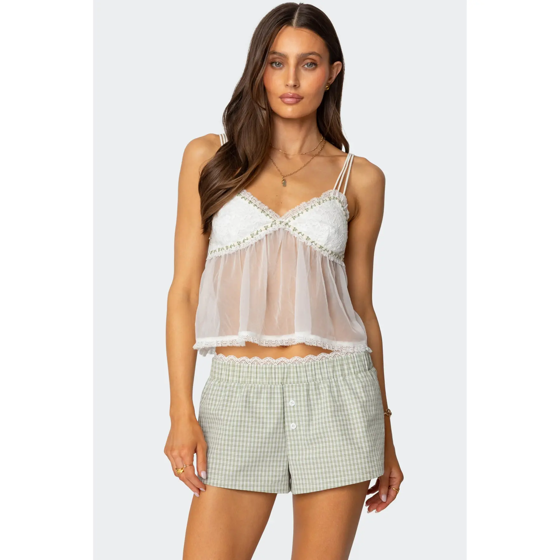 Sheer Lacey Babydoll Tank Top