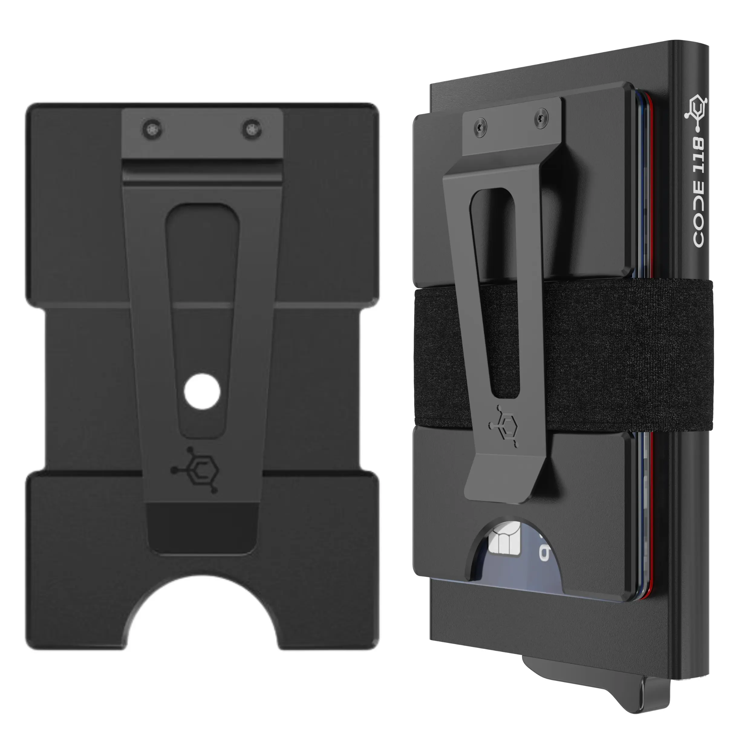 CODE 118 Modular Backplate Cash Clip - Slim Aluminum Money Clip Add-On for CODE 118 Wallets - RFID Blocking Expansion Holds 8 Extra Cards + Cash (Wallet Not Included)