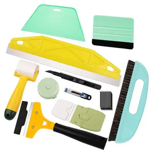 10PCS Peel and Stick Wallpaper Kit with Plastic/Metal Edge Guides & Paste Brush - Complete DIY for Backsplash Tile, Contact Paper, Installation - Smoother Edges, Easy Application