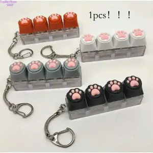 1pc Soft Silicone Cat Paw Keychain Fidget Toy - Slow-Rising Keypad-Styled Stress Relief Charm, Cute Pendant for Anxiety Relief, Fun Stocking Stuffers, Mini Gifts