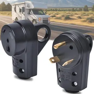 DIBMS 30 Amp RV Plug Set, Male & Female 30A/125V Replacement Plugs with Pull Handle – Heavy-Duty Heat-Resistant Housing, Fits Standard TT-30P RV Power Cords cars accessories car stuff