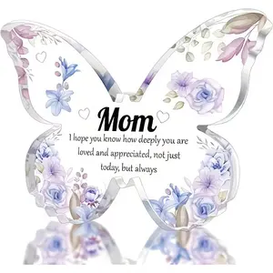 Heart-Shaped Mom Keepsake – Personalized Nameplate with Message, Heart Plaque, Pastel Floral Table Decor for Mother’s Day, Birthday, Graduation, Gift from Daughter/Son for Desk or Mantel