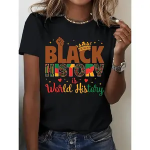Plus Size Pan African T Shirt for Men and Women Black History Is World History Crew Neck Short Sleeve Tee Featuring Pan African Colors and Global Unity Design Breathable Casual Wear
