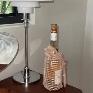 Pink orange diamond wine bag hand-woven luxury vacuum flask bag Czech diamond hand-held gift portable.