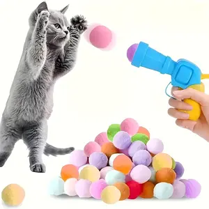 100 cuddly plush balls + interactive cat toy gun – silent, durable, non-scratchable, requires no batteries, suitable for all cat breeds/sizes, fun activity gift for kittens.