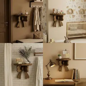 Vintage Wood Bow Wall Shelf - Cute Aesthetic Floating Shelf for Wall, Rustic Farmhouse Wooden Bow Display Stand, Space Saving Small Wall Shelves for Living Room Bedroom Bathroom, Perfect for Halloween Easter Thanksgiving Decor