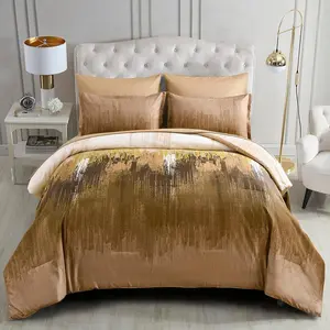 Brown Comforter Set ,7 Pieces Bed in a Bag Abstract Art Gradient Comforter Soft Microfiber  Set -1 Comforter, 1 Flat Sheet, 1 Fitted Sheet, 2 Pillow Shams,2 Pillowcases